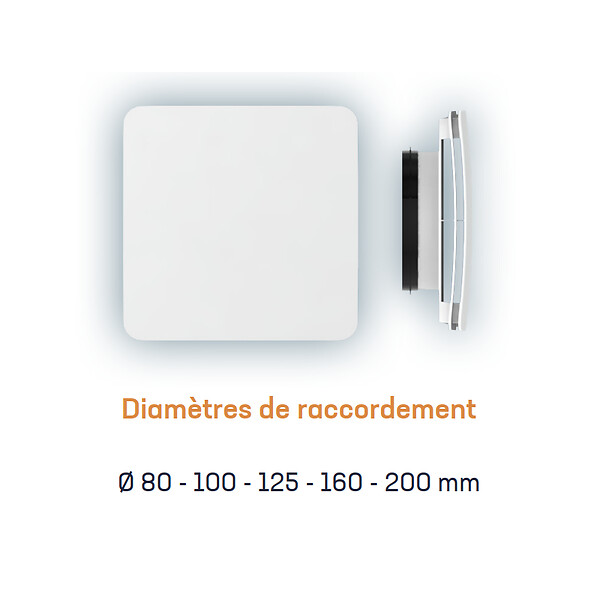 ANJOS - Bouche VMC design carrée coloris blanc AUREA (sans manchette) - Diamètre (mm): 160 - large