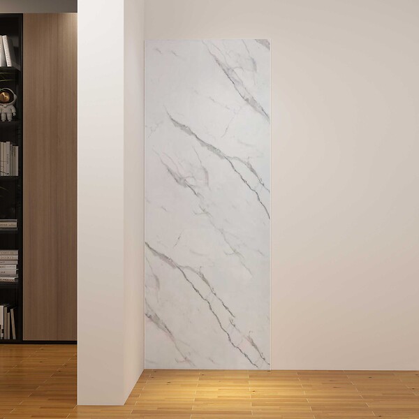 AICA SANITAIRE - Panneau de douche mural effet marbre blanc 120x210cm avec deux profilés blancs,AICA Sanitaire - large