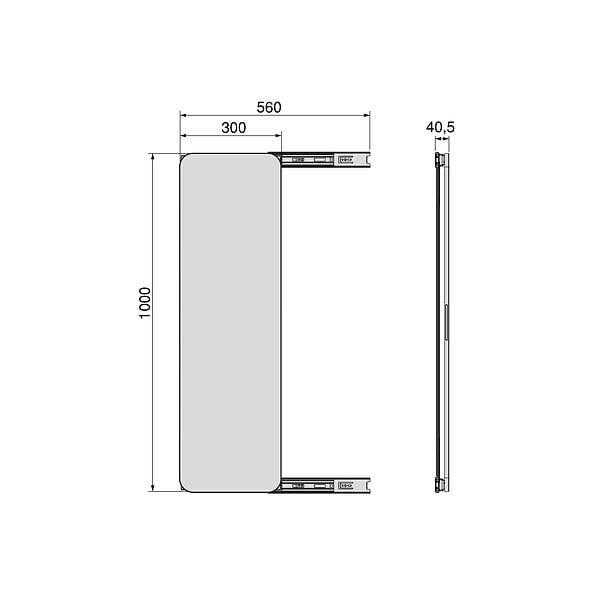 EMUCA - Miroir extractible pour armoires et dressings Quartz, pivotant à 180°, 1.000x300mm, Aluminium, verre et acier, Titane - large
