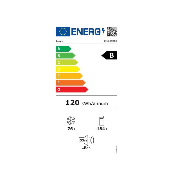 BOSCH - réfigérateur combiné 55cm 260l no frost blanc - KIN86ADB0 - large
