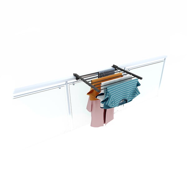 FOXYDRY - Étendoir balcon pliable et inclinable aluminium résistant – antracite – 62x63x8 cm - FOXYDRY DUO - large