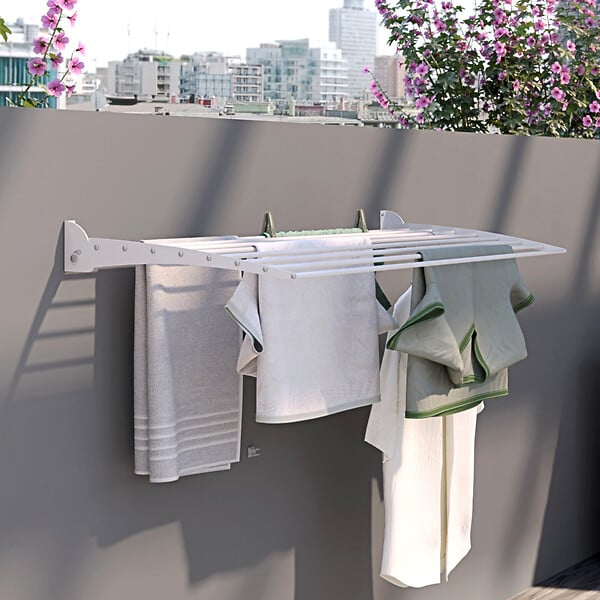 FOXYDRY - Étendoir à linge mural pour intérieur et extérieur – blanc – 116x50x10 cm - FOXYDRY Fold Down 120 - large