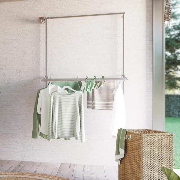 FOXYDRY - Étendoir mural pour intérieur et extérieur, durable – gris – 152x52x137 cm - FOXYDRY Wall 150 - large