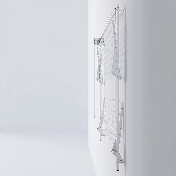 FOXYDRY - Étendoir mural 2 grilles aluminium résistant – blanc – 152x52x137 cm - FOXYDRY Wall Plus - large