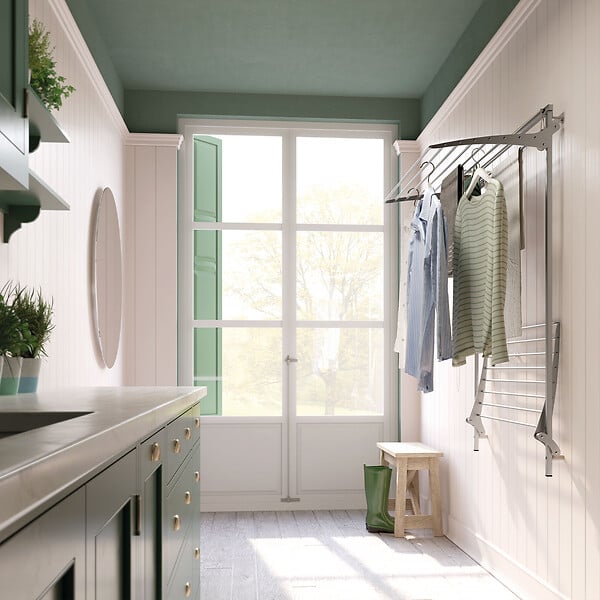 FOXYDRY - Étendoir mural 2 grilles pliable et réglable en hauteur – gris – 152x52x137 cm - FOXYDRY Wall Plus - large