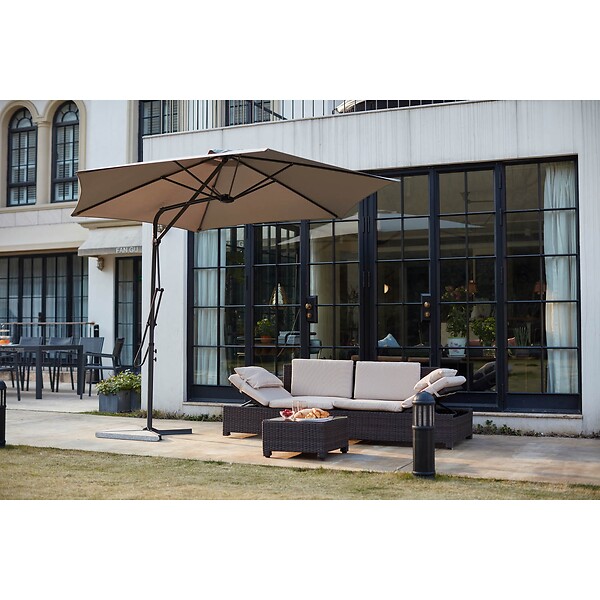 CONCEPT USINE - Parasol  gris droit rond 2,94 x 2,94 m ALCUDIA - large