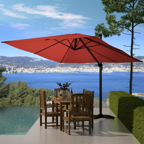 CONCEPT USINE - Parasol  terracotta déporté carré 3 x 3 m rotatif à 360 PALATINO - large