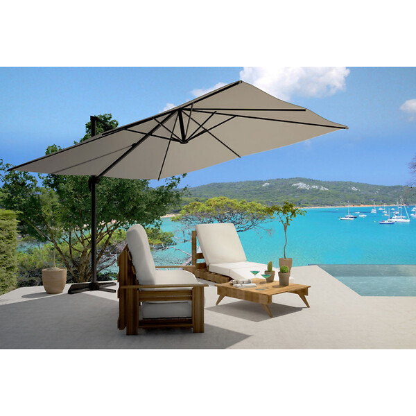 CONCEPT USINE - Parasol  gris déporté rectangle 3 x 4 m CESARE - large
