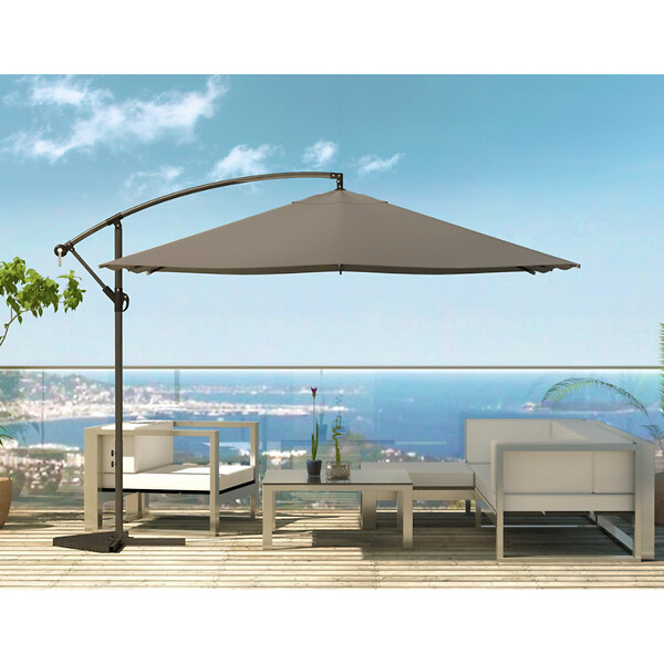 CONCEPT USINE - Parasol  gris déporté carré 3 x 3 m led SOLENZARA - large
