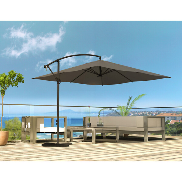 CONCEPT USINE - Parasol  gris déporté carré 3 x 3 m led SOLENZARA - large