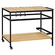 OUTSUNNY - Desserte de jardin chariot pour plancha barbecue en bois et métal avec 2 étagères et 3 crochets - 107 x 65 x 80 cm noir naturel - vignette