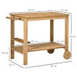 OUTSUNNY - Desserte de jardin - desserte pour plancha - étagère, 3 porte-bouteilles, 2 roues, poignée - bois sapin pré-huilé - vignette