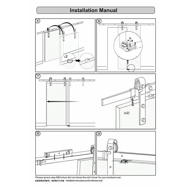 SECURY-T - Rail porte coulissante - 2M - En applique - Porte en bois - Noir - large