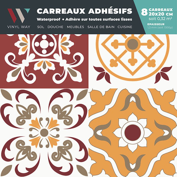 VINYL WAY - Lot de 8 carreaux adhésifs 20x20 cm- LEANA - 57841 - large
