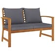 VIDAXL - vidaXL Banc de jardin 120cm et coussin gris foncé Bois solide d'acacia - vignette