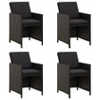 VIDAXL - vidaXL Chaises de jardin avec coussins lot de 4 Résine tressée Noir - vignette