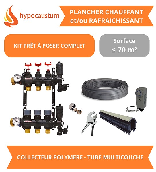 HYPOCAUSTUM - Kit plancher chauffant hydraulique 70 m² - Tube Multicouche - Collecteur Polymère - large