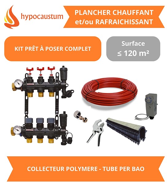 HYPOCAUSTUM - Kit plancher chauffant hydraulique 120 m² - Tube PER BAO - Collecteur Polymère - large