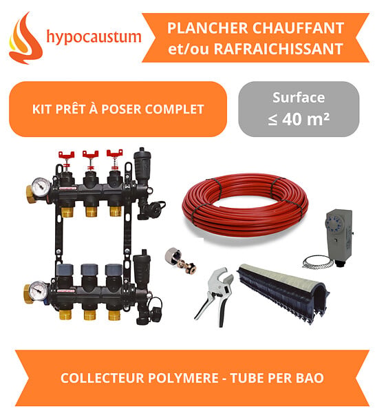 HYPOCAUSTUM - Kit plancher chauffant hydraulique 40 m² - Tube PER BAO - Collecteur Polymère - large