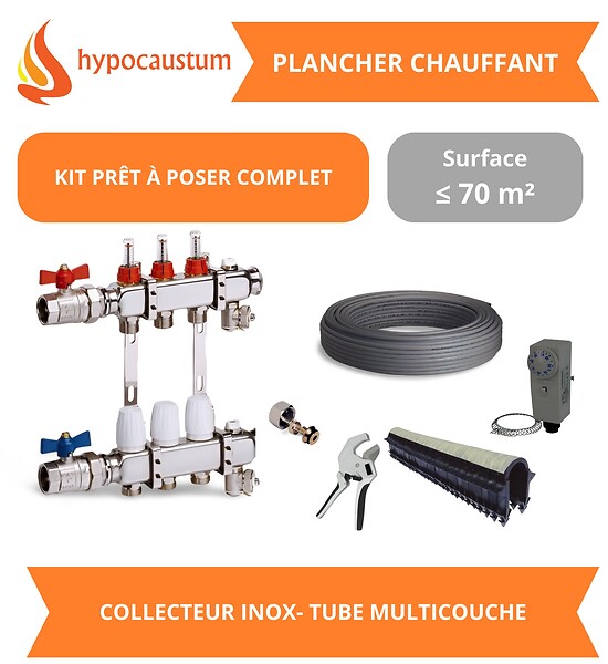 HYPOCAUSTUM - Kit plancher chauffant hydraulique 70 m² - Tube Multicouche - Collecteur Inox - large