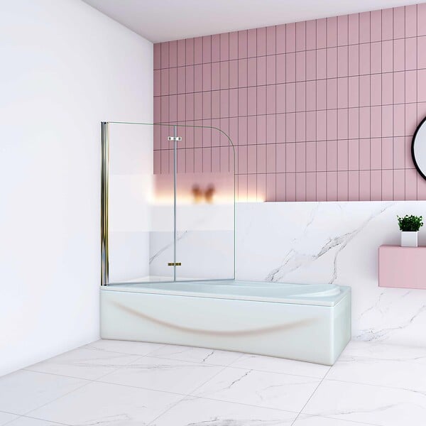 AICA SANITAIRE - Pare baignoire avec une bonde dépoli central 90x140cm -verre en 6mm - large