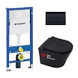 GEBERIT - Pack WC bâti Duofix + WC sans bride Infinitio Noir mat + Abattant frein de chute + Plaque Delta 50 Noire - vignette