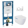 GEBERIT - Pack Bâti-support UP320 + WC sans bride Bello + Abattant softclose + Plaque blanc chromé (GebBello-C) - vignette