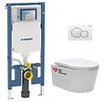 GEBERIT - Pack WC bâti-support UP720 extraplat + WC SAT sans bride fixations invisibles + Abattant + Plaque blanche SLIM-SATrimless-B - vignette