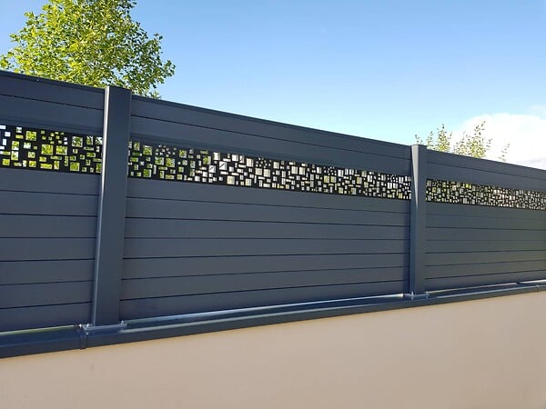 SYLWAY - Lame clôture bois composite, H.16,5 x L.165 cm, gris anthracite, SYLWAY - large