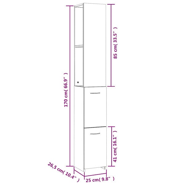 VIDAXL - vidaXL Armoire de salle de bain noir 25x26,5x170 cm bois d'ingénierie - large