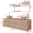VIDAXL - vidaXL Meuble de salle de bain 9 pcs avec lavabo et robinet Beige - vignette