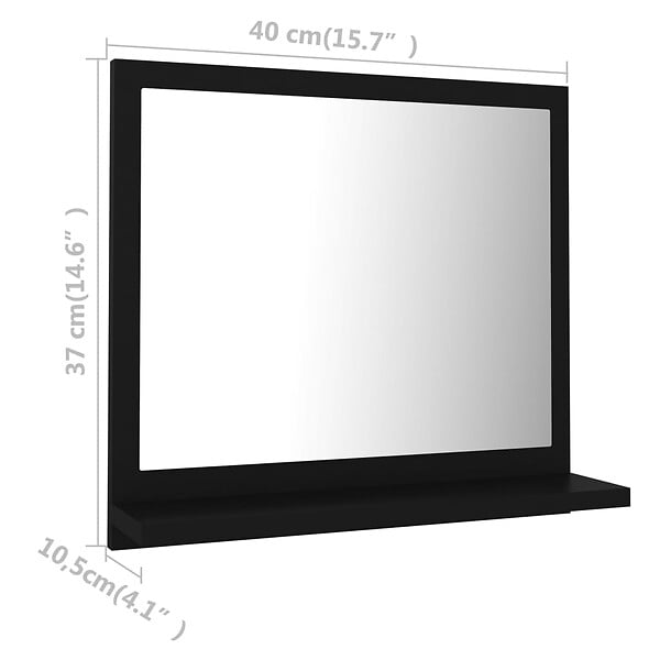 VIDAXL - vidaXL Miroir de salle de bain Noir 40x10,5x37 cm Bois d’ingénierie - large