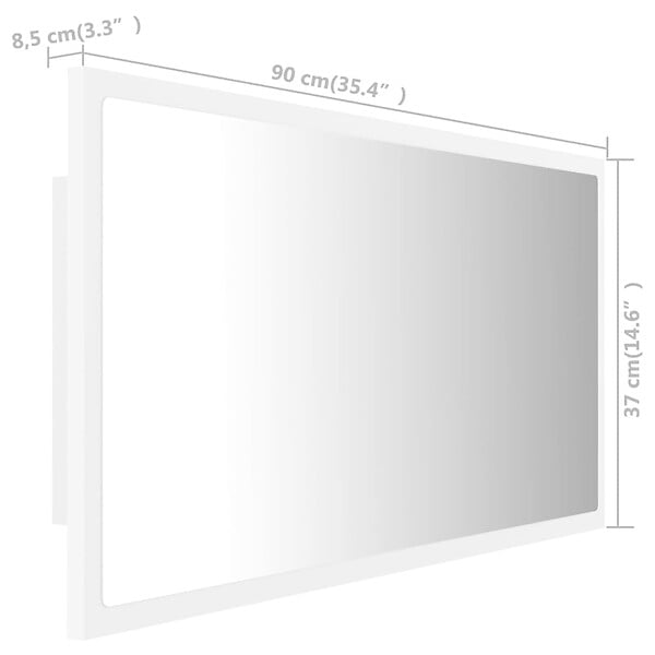 VIDAXL - vidaXL Miroir à LED de salle de bain Blanc 90x8,5x37 cm Acrylique - large