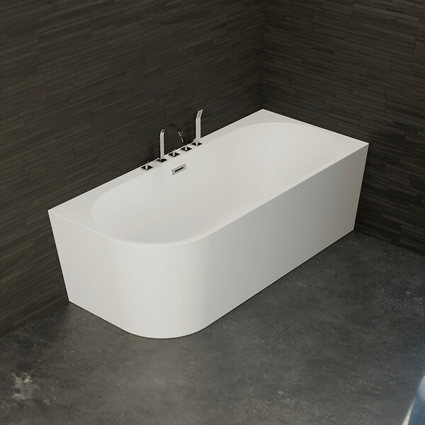 SPALINA - Baignoire Ilot Capri 170 droite blanche + robinetterie chromée 170 x76 x58 cm, by SPALINA - large