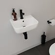 GODART - Lave mains en céramique à suspendre 36 cm avec trop plein blanc brillant - Leoni - vignette