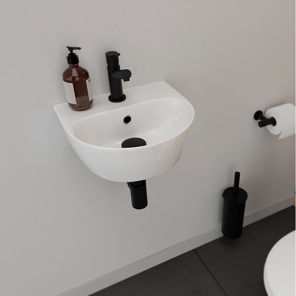 GODART - Lave mains en céramique à suspendre 35.5 cm avec trop plein - Lester - large