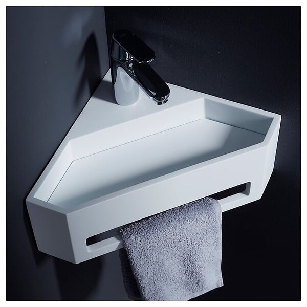 GODART - Lave mains d'angle scala pour wc en solid surface - large