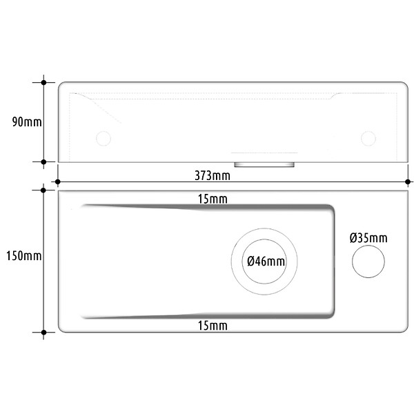 GODART - Lave-mains gain de place noir mat à suspendre 37 x 15 cm - robinet à droite - Longine - large