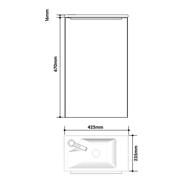 GODART - Meuble lave mains wc noir mat avec lave-mains design blanc - l.42.5 X H. 68.6 cm - sans robinetterie - Austin - large