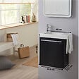 GODART - Pack lave-mains Noir Mat avec porte serviette - robinetterie eau froide à gauche - L.48 X H. 52.5 cm - Houston - vignette
