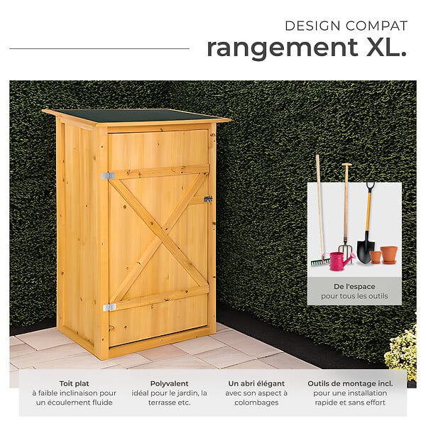 TECTAKE - Armoire de jardin adossée Taman 75 x 56 x 118 cm marron - large