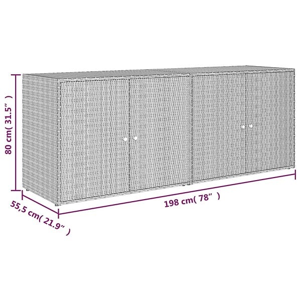 VIDAXL - vidaXL Armoire de rangement jardin Gris 198x55,5x80 cm Résine tressée - large