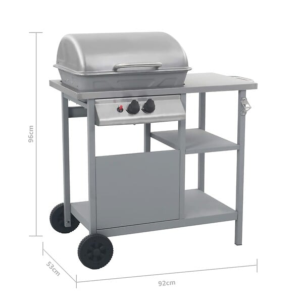VIDAXL - vidaXL Barbecue à gaz avec tablette à 3 couches Noir et argenté - large