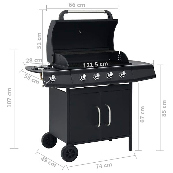 VIDAXL - vidaXL Barbecue à gaz 4+1 zones de cuisson Noir Acier - large