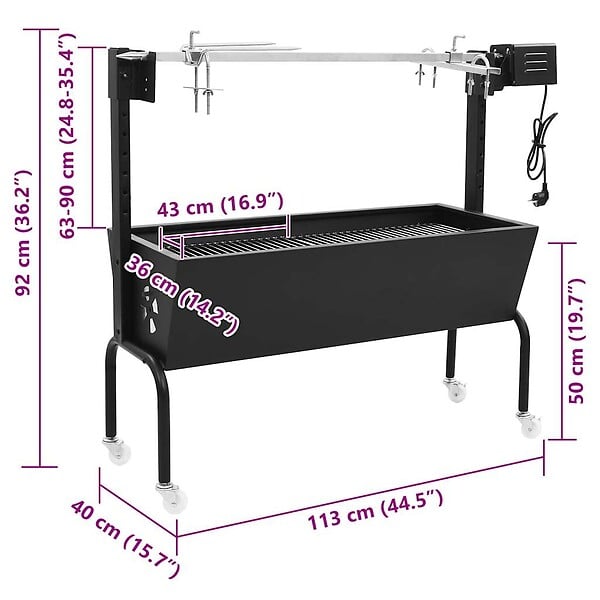VIDAXL - vidaXL Rôtissoire pour barbecue électrique Acier inoxydable - large