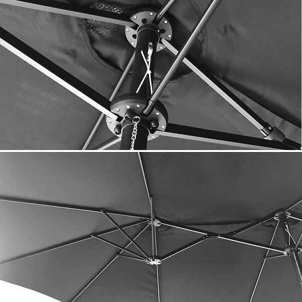 HAPPY GARDEN - Parasol double 2,7x4,6m LINAI gris - large