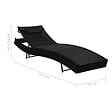 VIDAXL - vidaXL Chaise longue 2 pcs et table Résine tressée et textilène Noir - vignette