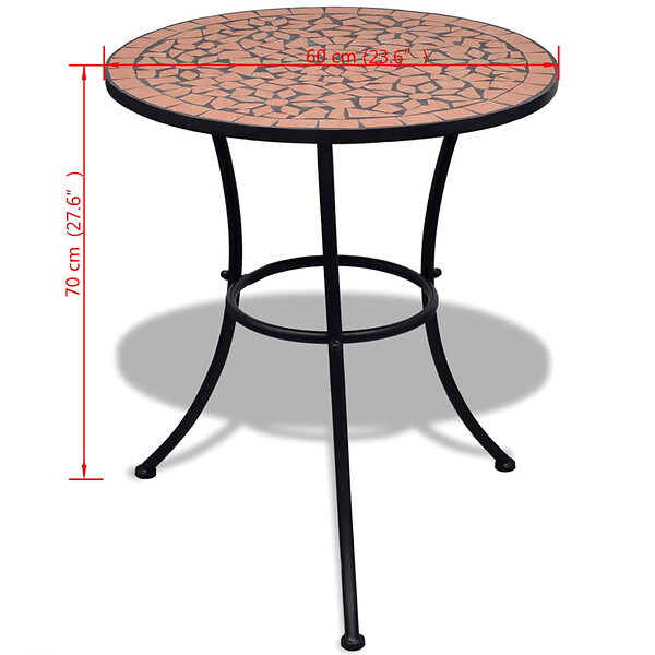 VIDAXL - vidaXL Table de bistro Terre cuite 60 cm Mosaïque - large