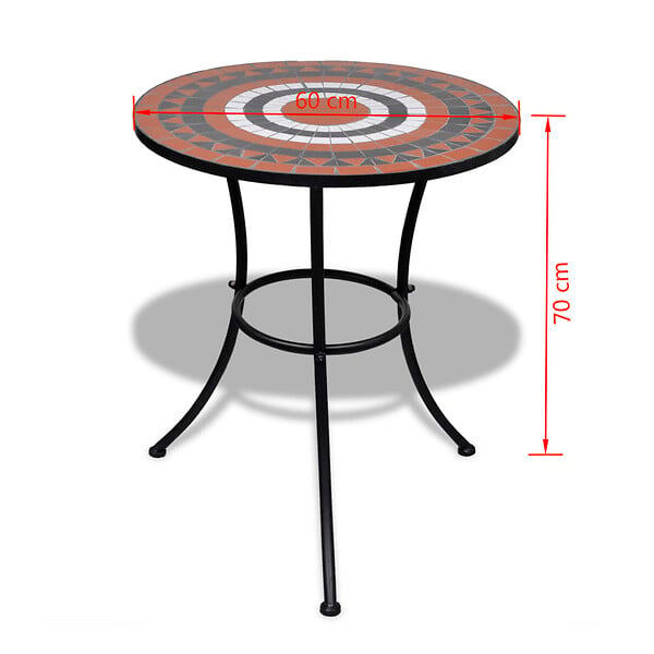 VIDAXL - vidaXL Table de bistro Terre cuite et blanc 60 cm Mosaïque - large