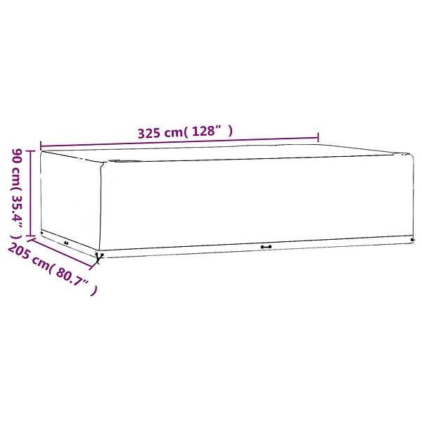 VIDAXL - vidaXL Housse de salon de jardin 16 œillets 325x205x90cm rectangulaire - large